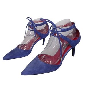Charles Jourdan Suede‎ Pointed Toe LaceUpHeels Blue/Purple W's Size7.5 Designer